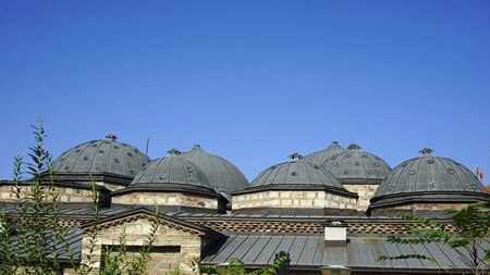 round church chapels of mazedonian town skopje in autumnの写真素材