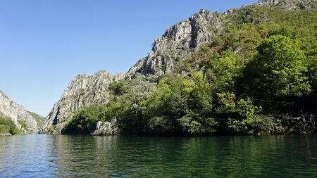 matka canyon in northern macedonia during autumnの写真素材