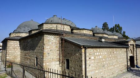 round church chapels of mazedonian town skopje in autumnの写真素材