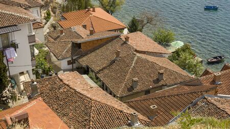 Ohrid Villange and Lhrid Lake in MAcedonia during Autumnの写真素材