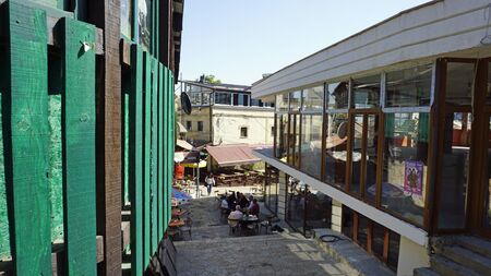 Skopje, Macedonia, circa September 2019: Historic Old Town in autumnのeditorial素材