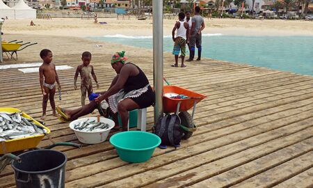 Santa Marica, Cape Verde, circa June 2017: Fisherman families lifeのeditorial素材