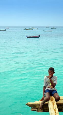 Santa Marica, Cape Verde, circa June 2017: Fisherman families lifeのeditorial素材