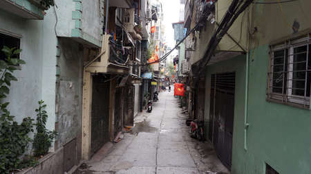 small residential alleys in hanoi the capitol of vietnamのeditorial素材