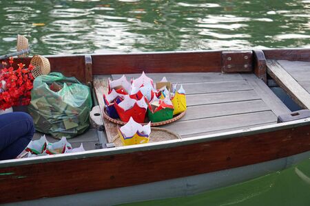 swimming candles in hoi an in vietnamの写真素材