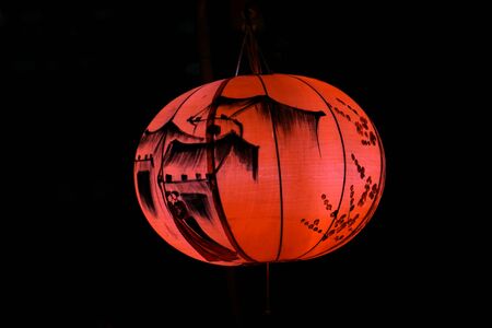 lightnings laterns at fullmoon festival in hoi anの写真素材