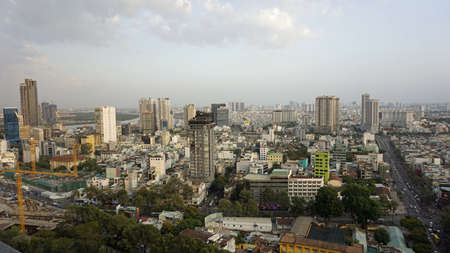 amazing skyline of ho chi minh city at duskのeditorial素材