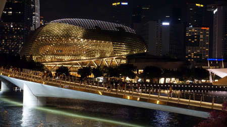 colorful skyline of singapore city at night timeのeditorial素材