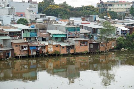 local live in the suburb of ho chi minh city in vietnamの写真素材