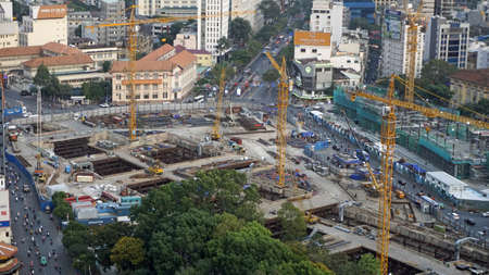 Ho Chi Minh City Vietnam, circa February 2020: colorful Skyline at duskのeditorial素材