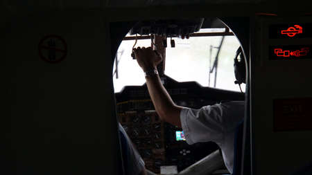 Mahe, Sychelles, circa January 2015: View into Cockpit of small Passenger Plane