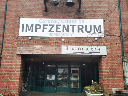 Norderstedt, Germany: circa January 2021: Closed Entrance to Covid Vaccination Center