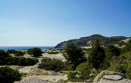traganou beach road on rhodes in greece