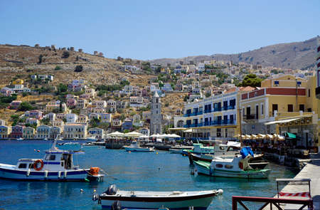 small harbor of symi island in greece