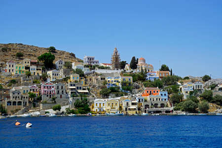 small harbor of symi island in greece