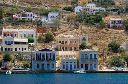 small harbor of symi island in greece