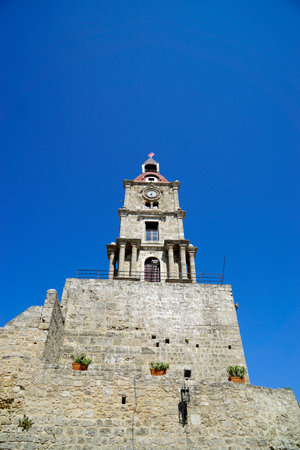ancient church in the old town of rhodes in greeceの写真素材