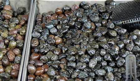 olives on a markes in rhodes in greeceの写真素材