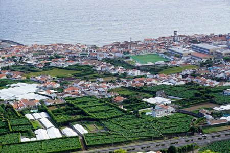 view over vila franco de campo on the azores islandsの写真素材