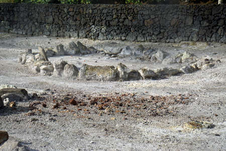 geothermal heat field used for cooking in furnasの写真素材