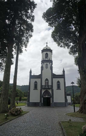 alley to a small chapel on the azores islands