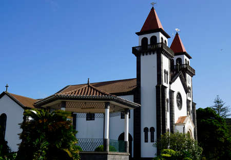 traditional church on the azores island sao miguelの写真素材