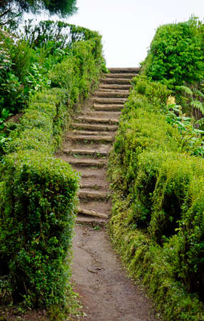 hiking trail at cidade lakes at the azores islands