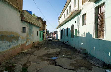 colorful houses in the streets of trinidad on cubaの写真素材