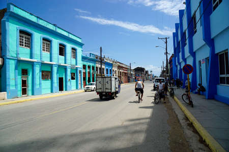 Cardenas, Cuba, circa May 2022: Street scenery with old houses