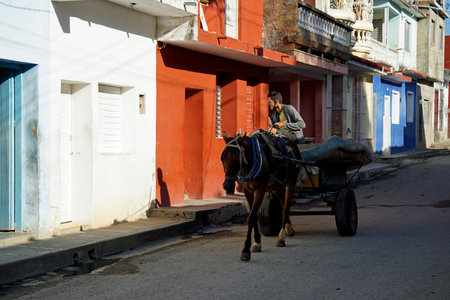 Cardenas, Cuba, circa May 2022: Horse Carriage in the streets of Cardenasのeditorial素材
