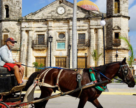 Cardenas, Cuba, circa May 2022: Horse Carriage in the streets of Cardenasのeditorial素材