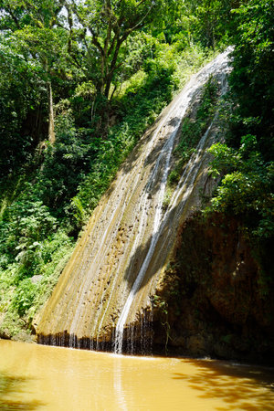 los cocos waterfall in samana in the dominican republicの写真素材