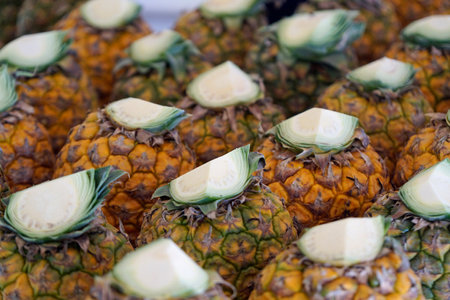 Tasty freshly arranged pineapple in the Dominican republic
