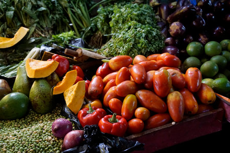 vegetables on a local market in la romanaの写真素材
