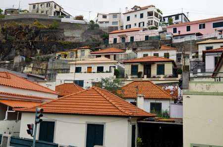 scenic view over funchal city on madeira islandの写真素材