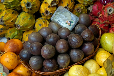 Funchal, Madeira Portugal, circa october 2022: fresh fruits and vegetables on the famous Mercado dos Lavradoresのeditorial素材