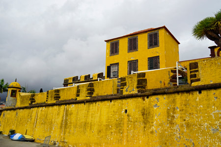 yellow fortress sao thiago in funchal on madeiraのeditorial素材