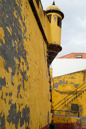 yellow fortress sao thiago in funchal on madeiraのeditorial素材