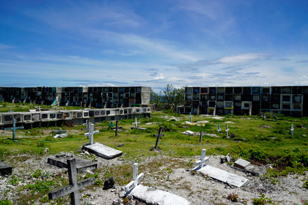 Oslob, Philippines, circa February 2023 - Local cemetery close to the pacific oceanのeditorial素材