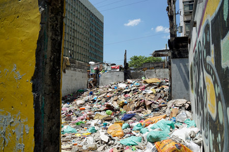 Manila, philippines, circa March 2023 - Poor man sqatter in manila