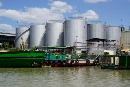Manila, philippines, circa March 2023 - industrial plant at the pasig river