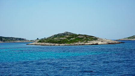 green landscape on the kornati islands in croatiaの写真素材