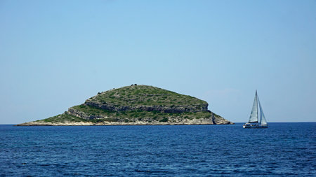 green landscape on the kornati islands in croatiaの写真素材