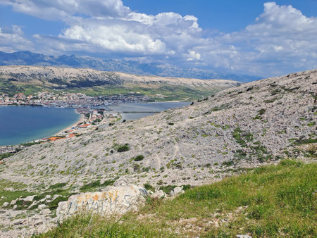 Panoramic view over Pag city in Croatia
