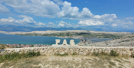 Panoramic view over Pag city in Croatia