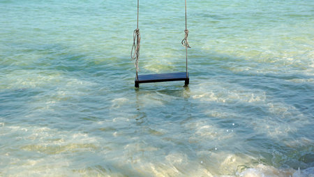 beach swing at starfish beach on phu quoc islandの写真素材