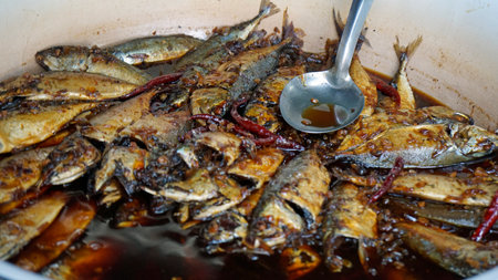 fish from a street market in thailandの写真素材