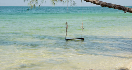 beach swing at starfish beach on phu quoc islandの写真素材