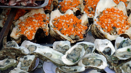 street food market on phu quoc island in vietnamの写真素材