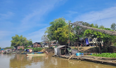 village at tonle sam river shop near siem reapの写真素材